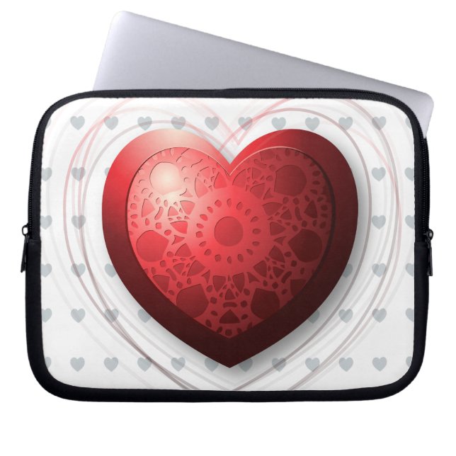 Red heart, laptop sleeve (Front)