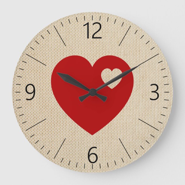Red heart large clock (Front)