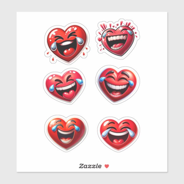 Red Heart Laughing  Sticker (Sheet)