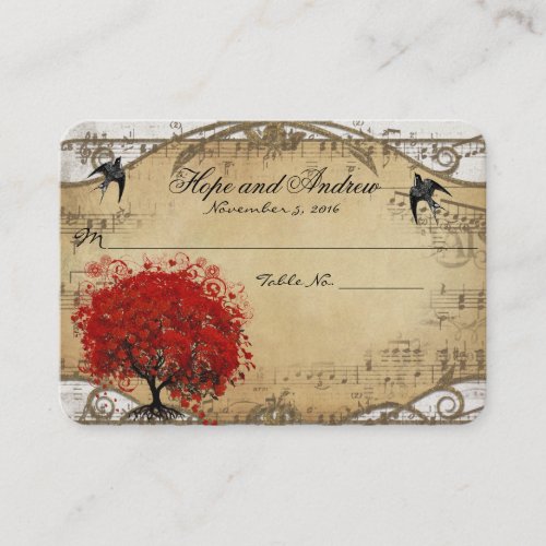 Red Heart Leaf Place Card Website Thank you Back