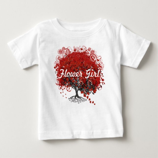 Red Heart Leaf Tree Baby T-Shirt (Front)