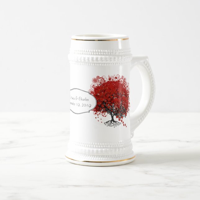 Red Heart Leaf Tree Beer Stein (Front Right)