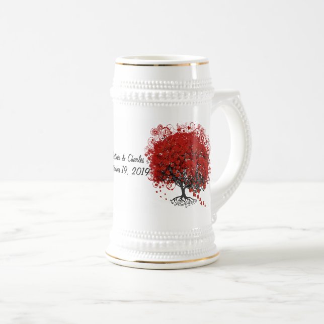 Red Heart Leaf Tree Beer Stein (Front Right)