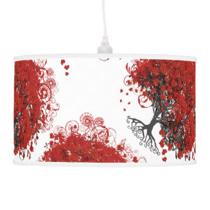 Red Heart Leaf Tree Hanging Lamp
