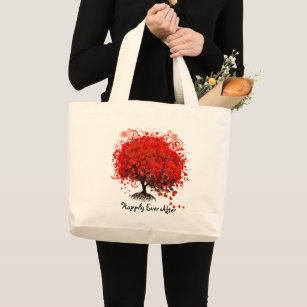 Honeymoon Beach Tote Bags Zazzle Red Heart Leaf Tree Honeymoon Beach Bag