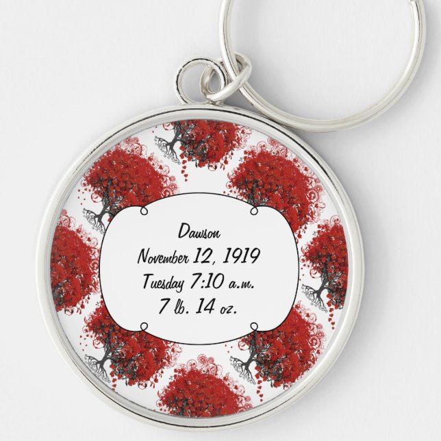 Red Heart Leaf Tree Keychain (Front)