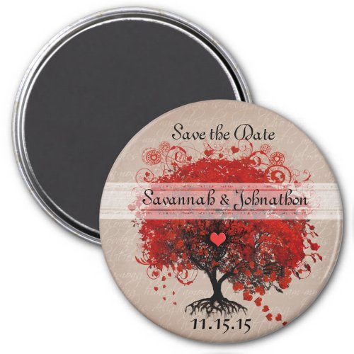 Red Heart Leaf Tree Save the Date Magnets