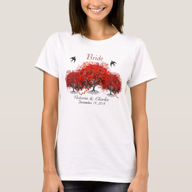 Red Heart Leaf Tree T-Shirt (Front)
