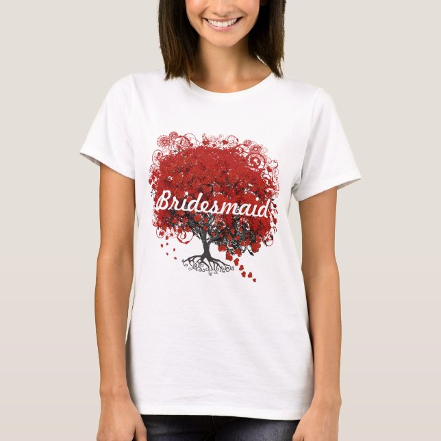Red Heart Leaf Tree T-Shirt (Front)