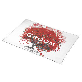 Red Heart Leaf Tree Wedding Placemat