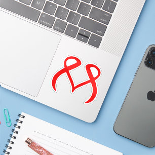 Red Heart Letter M Representing Love Sticker
