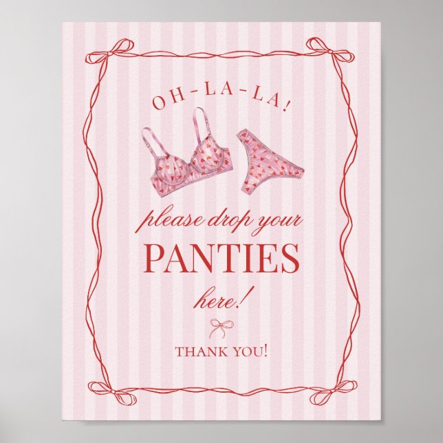 Red Heart Lingerie Bachelorette Panties Please Poster (Front)