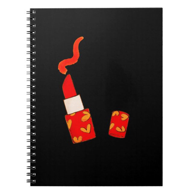 Red Heart Lipstick Pop Art Design Notebook (Front)
