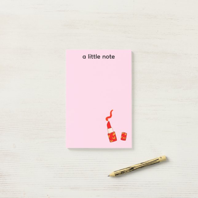 Red Heart Lipstick Pop Art Design Post-it Notes (On Desk)