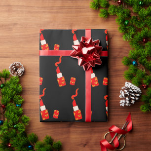 Red Heart Lipstick Pop Art Design Wrapping Paper
