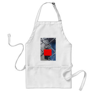 Red heart lock on fence adult apron