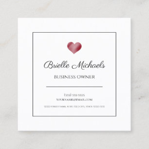 Red Heart Logo Simple Introduction Contact Square Business Card