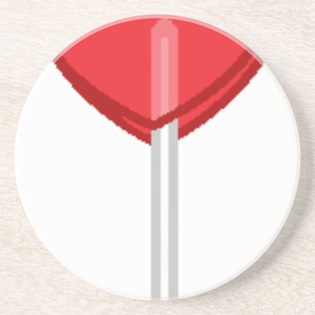 red heart lollipop sandstone coaster (Front)
