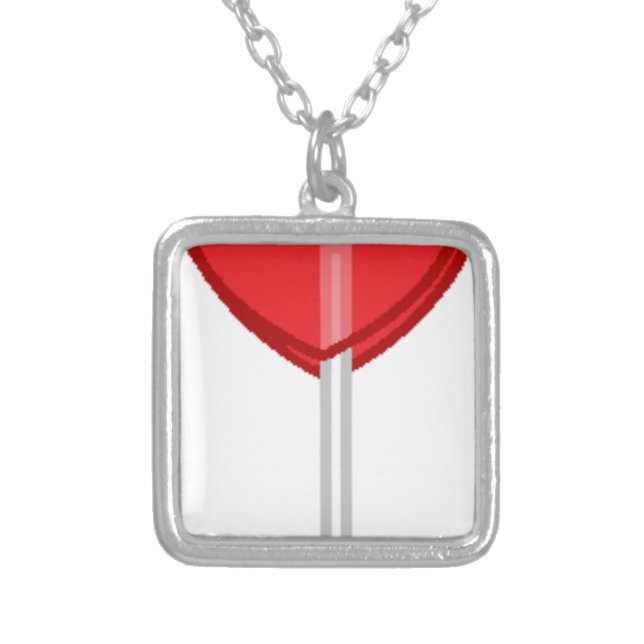 red heart lollipop silver plated necklace (Front)