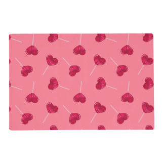 Red Heart lollipops and pattern on warm red Placemat