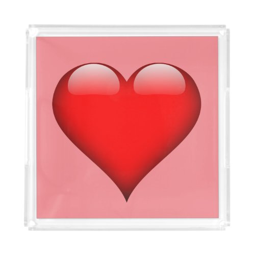 Red Heart Love Acrylic Tray