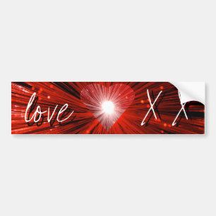 Red Heart 'love and kisses' bumper sticker