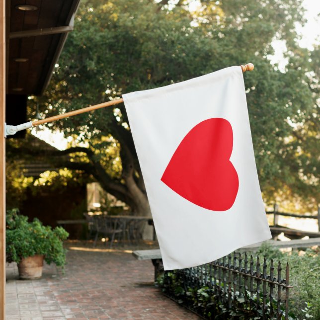 Red Heart Love Appreciation House Flag (In SItu)