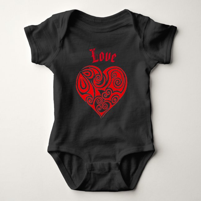 Red Heart Love Baby Bodysuit
