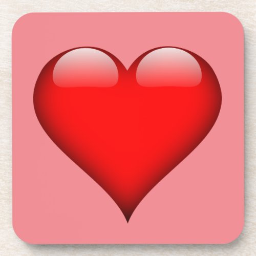 Red Heart Love Beverage Coaster