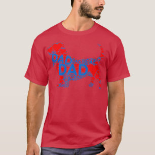 Red Heart Love Blue Dad Basset Hound Daddy Father T-Shirt