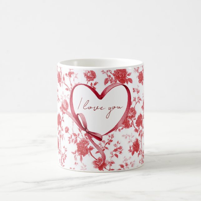 Red Heart Love Bow Coffee Mug (Center)
