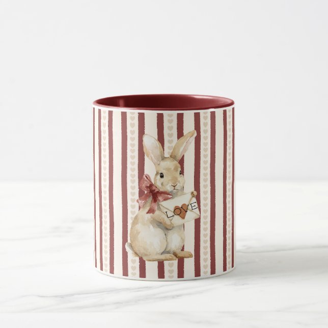 Red Heart Love Bunny Rabbit Mug (Center)