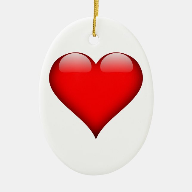 Red Heart Love Ceramic Ornament (Front)