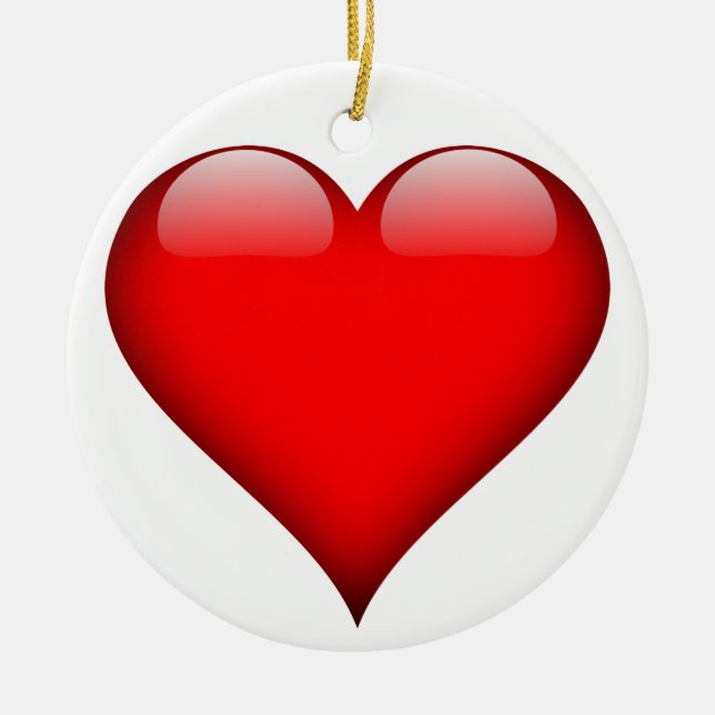 Red Heart Love Ceramic Ornament (Front)