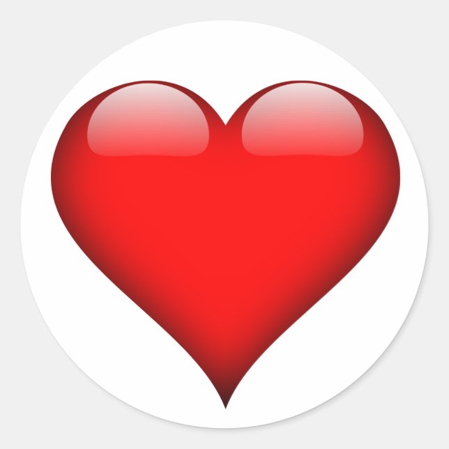 Red Heart Love Classic Round Sticker (Front)