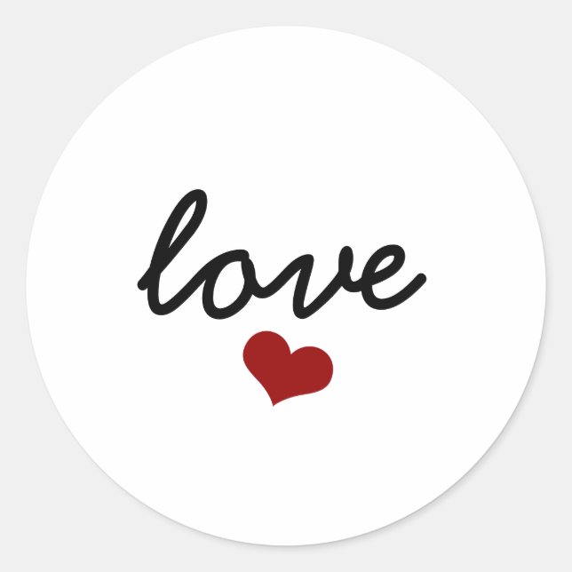 red heart love classic round sticker (Front)