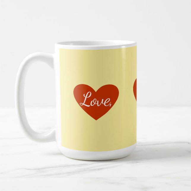 Red Heart Love Customizable Coffee Mug (Left)