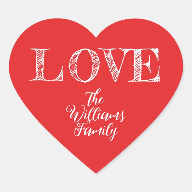 Red Heart Love Family Heart Sticker (Front)