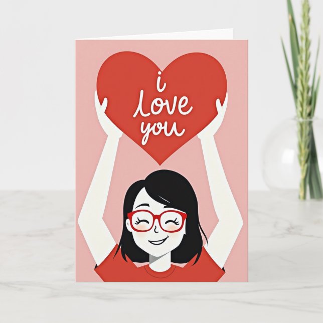 Red Heart Love Faux Gold Foil Card (Front)