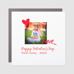 Red heart love happy valentine's day add photo nam car magnet