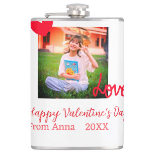 Red heart love happy valentine's day add photo nam flask