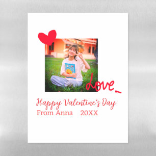 Red heart love happy valentine's day add photo nam magnetic dry erase sheet