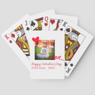Red heart love happy valentine's day add photo nam poker cards