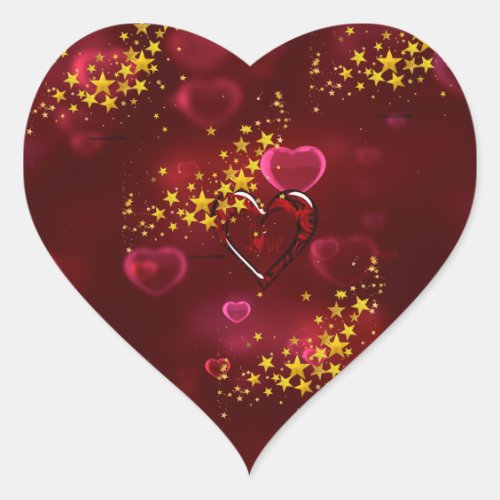 Red heart love  heart sticker