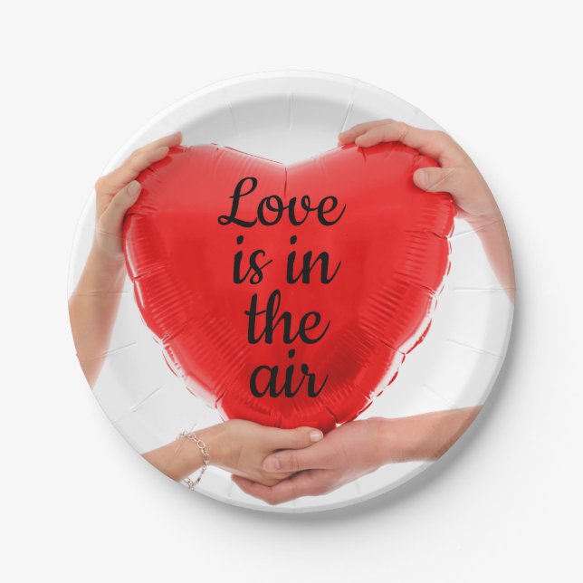 Red Heart Love is in the Air Paper Plates (Front)