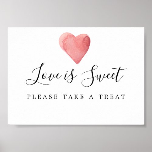 Red Heart Love is Sweet Wedding Dessert Bar Sign