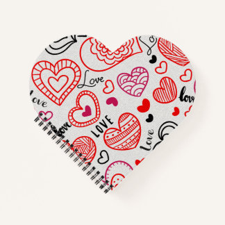 Red Heart Love Pattern Design | Cute Romantic Styl Notebook