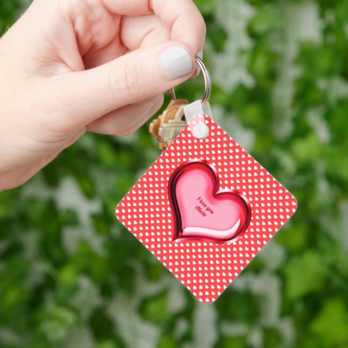 Red Heart love Pattern Valentine Anniversary Keychain
