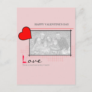 Red Heart Love Photo Holiday Postcard