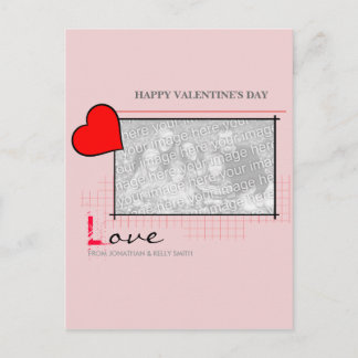 Red Heart Love Photo Holiday Postcard